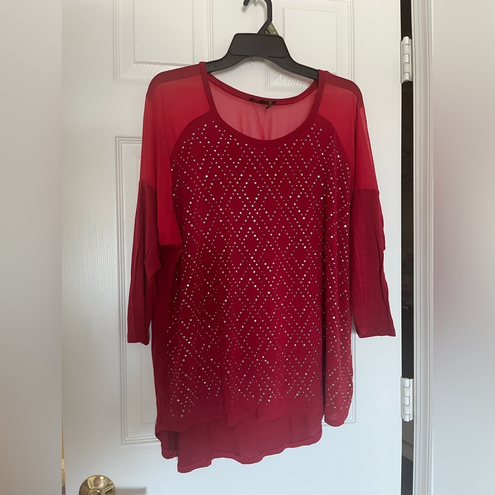 I Jeans by Buffalo Red Blouse with Metallic dots Design